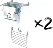 foxydry Fold Wall Mounted Clothes Airer, Vertical Folding Indoor and Outdoor Drying Rack in Aluminium and Steel 62 x 50 x 50 cm (Grey - Closing Downwards, 2X Fold 60)