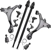 ASTARPRO 10pcs Front Lower Control Arm with Bushing Assembly and Lower Ball Joint and Sway Bar Tie Rod End Inner and Outer Compatible with 2001-2005 Honda Civic Acura EL