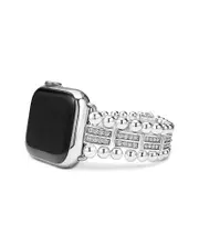 Lagos Smart Caviar Sterling Silver Two Row Diamond Apple Watch Bracelet