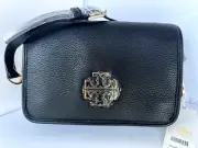 New Tory Burch Britten Combo Crossbody Bag Black Leather