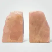 Pink Rose Quartz Crystal Bookends Unique Stone Book Ends Bookshelf Décor (AI)