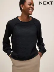 Black Textured Long Sleeve Top (N75364) | $60