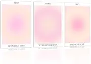 Trendy Aesthetic Canvas Wall Art Aesthetic Set of 3 | Gradient Psychedelic Aura Angel Posters Prints Room Decor | Pink Wall Art Decor for Bedroom, Living Room - Unframed 12x16 Inch