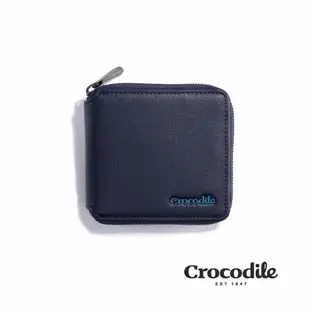 Crocodile 鱷魚皮件 皮夾 拉鍊短夾 雙鈔 12卡夾 Oxford牛津系列 0103-11105-黑藍兩色