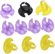 NOLITOY 10pcs Nail Palette Painting Nail Gel Polish Mini Manicure Plate Tool Tray Pallet Kit Couture Nail Paint Finger Ring Blooming Gel Base Art Polish Nail Tools Color Palettes Plastic