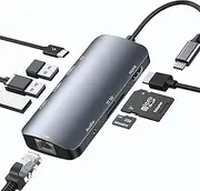 USB C Hub Multiport Adapter, XICEN 9-in-1 USB-C Hub with Ethernet 1Gbps, 4K HDMI, 100W PD, SD/TF Card Reader, 3 USB 3.0 Ports Docking Station Compatible for MacBook Pro/Air M3 M2 M1, iPad Pro/XPS