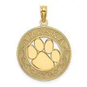 14k Yellow Gold ALASKA w/ Bear Paw Charm