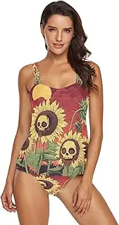 [Joisal] Galaxy Roses Blue Red Women's Swimsuits Tummy Control, Women Swim Top with Bikini Bottom Women's Swimsuits Tankini