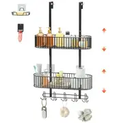 Upgrade Two Height-Adjustable Tiers， Adjustable Over The Door Hooks Organizer...