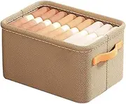 Folding Storage Boxes - 35 x 25 x 22 cm Storage Box with Window | Foldable Cotton Linen Containers with Handle | Large Storage Cabinet, Durable Toy Organizer