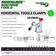 700LB U-Bar Flange Base Horizontal Toggle Clamp - 10 Pack: Heavy-Duty