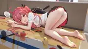 Anime girls feet no bra open shirt lifting skirt Playmat Gaming Mat Desk