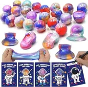 28 Pack Valentines Day Cards for Kids with Galaxy Slime