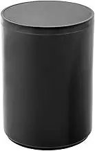 mDesign Plastic Small Slim Round 1.7 Gallon/6.5 Liter Trash Can with Removable Swing Lid - Wastebasket, Garbage Container Basket Bin for Master/Guest Bathroom - Holds Rubbish/Recycle - Black