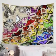 Colorful Rainbow Cluster of Butterflies Tapestry