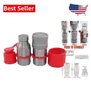 Heavy-Duty 1/2' SAE-08 Flat Face Hydraulic Coupler for Quick Connect/Disconnect