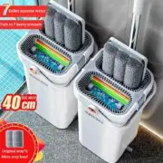 40cm Mop Washing with Bucket and Squeeze Floor Cleaning Hand Free Flat Floor Mop