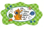 Cat theme Glass Platter "Life with Cat" - 3FP44184