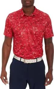 Robert Graham Clubhouse Nautical Net Fish Print Polo Top Red ( M )
