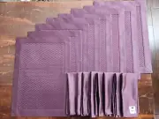 Woven Rectangle Placemat Napkin 8 Sets Satin Edge Bed Bath Beyond Jubilee Plum