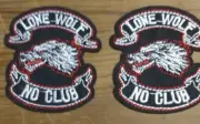 2 x LONE WOLF Embroidered Biker Patchs Motif 6.7cm x 6.2cm, Iron-on Sew or Glue
