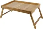 Acacia Bed Table Tray, Wooden Breakfast Tray with Folding Legs, Bed Tray Eating