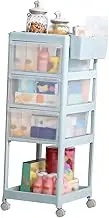 Trolley Cart, Storage Trolley Cart 2 Hanging Boxes Safe 3 Frosted Clear Drawers Sturdy for Bedroom (Green)