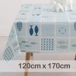 【CASABELLA 美麗家居】防水桌巾 藍魚方格 120X170CM(防水 防油 PVC 桌巾 桌布 野餐桌巾)