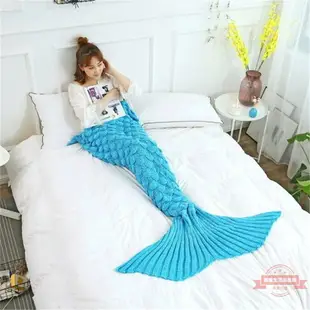 兒童美人魚針織毛線毯睡袋 魚尾巴 午睡毯 空調毯 成人美人魚毯子