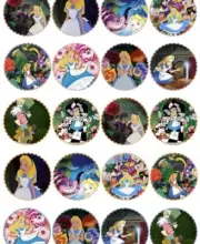 Alice In Wonderland Theme Toppers Cupcake Pre Cut 20 Per Pack
