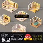 【C4D專區】C4D卡通微觀房間客廳LOW POLY小場景模型BLENDER素材無材質白模