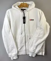 Diesel S-ALBY-ZIP-DIV FELPA Hoodie Men Size L Fits XL White Long Sleeve LOGO NWT