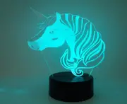 Unicorn Pattern Touch Colors Changing LED Night Light-black