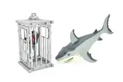 Shark Cage Diver and Cage Rubber Set Toys, Model Realistic Ocean Action Figures