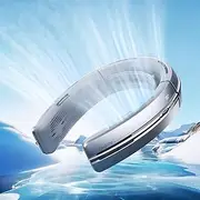 JISULIFE Portable Neck Fan, 5800mAh Bladeless Neck Fan 100 Speeds Adjustment USB Rechargeable Portable Fan, LED Display, Negative ion function, Wearable Personal Fan, Mini Hands Free Silver