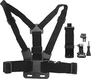 145° Adjustable Phone Clip Holder with High Elastic Chest Mount Strap Harness Chesty, Firm and for Most Mobile Phones Cameras Outdoors(Black)