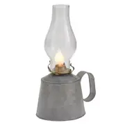 Galvanized electrified Oil Lamp with Glass Globe