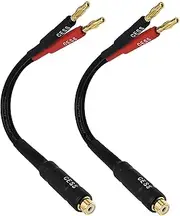 Speaker Banana Plug to Stereo RCA L/R Phono Adapter for Amp Receiver - Banana to RCA Female Jack Cable 6 Inch - 2 Pack
