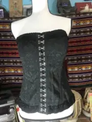 TRIPP NYC Black Victorian Vampire Corset Bodice L Steampunk Hooks Sexy Lingerie
