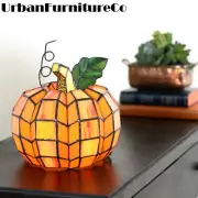 New Patch the Pumpkin Stained Glass Accent Lamp 9" High Tiffany-Style Durable