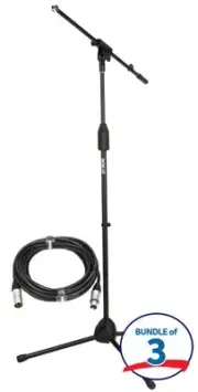 Rok-It Tripod Microphone Stand with Fixed Boom with XLR Cable (3 Pack)