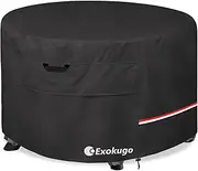 Fire Pit Cover Round,600D Heavy Duty 100% Waterproof Outdoor Fire Pit Cover,40 Inch Firepit Covers for Patio Fire Table,Black,40'' Dia x 20''H