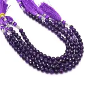 8 inch strand of natural African Amethyst Round Faceted 6mm beads.