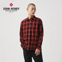 在飛比找Yahoo奇摩購物中心優惠-JOHN HENRY 經典格紋長袖襯衫-紅