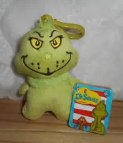 AURORA DR. SEUSS THE GRINCH WHO STOLE CHRISTMAS GRINCH CLIP ON PLUSH DOLL NEW