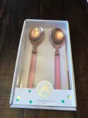 NEW Oh Joy! Rose Gold Serving Set Fork Spoon Joy Cho Pink Lucite