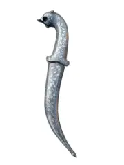 Dagger Knife 12" Indo Persian Vintage Tiger hilt Handmade Koftgiri Silver work