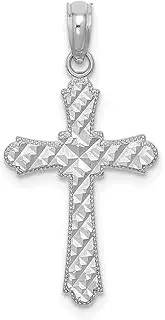 [JewelryWeb] 14ct White Gold Sparkle Cut Marquis Shapes/Religious Faith Cross Charm Pendant Necklace 26.6mm long