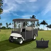 Happybuy Golf Cart Enclosure 86'', 4-Person Golf Cart Cover, 4-Sided Fairway Deluxe, 300D Waterproof Driving Enclosure with Transparent Windows, Fit for EZGO, Club Car, Yamaha Cart.