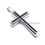 Accents Kingdom Men's Carbon Fiber Titanium Cross Pendant Necklace